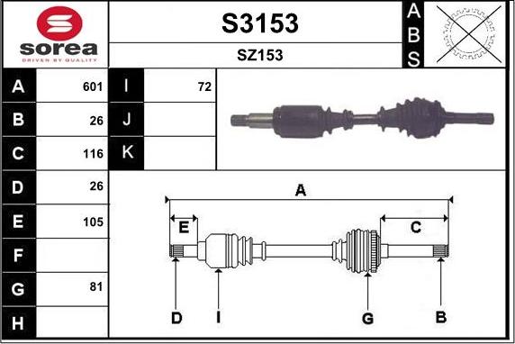 SNRA S3153 - Приводной вал autospares.lv