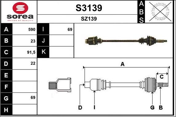 SNRA S3139 - Приводной вал autospares.lv