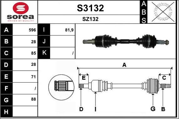 SNRA S3132 - Приводной вал autospares.lv