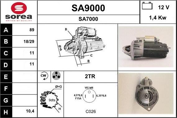 SNRA SA9000 - Стартер autospares.lv