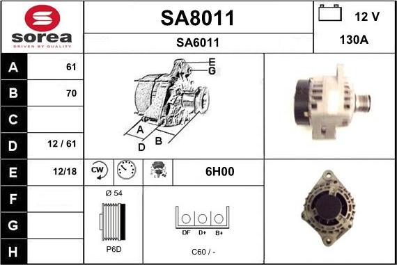 SNRA SA8011 - Генератор autospares.lv