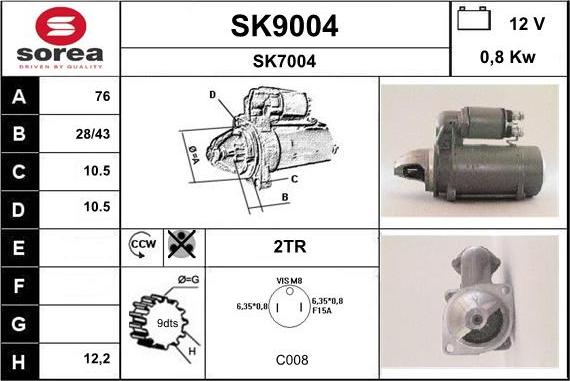 SNRA SK9004 - Стартер autospares.lv