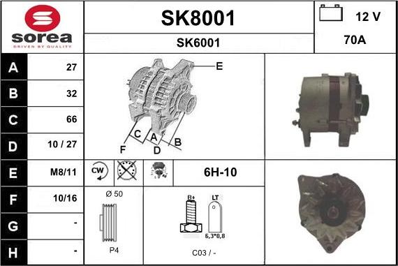 SNRA SK8001 - Генератор autospares.lv