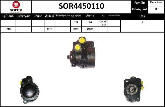 SNRA SOR4450110 - Гидравлический насос, рулевое управление, ГУР autospares.lv