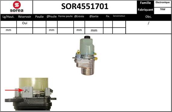 SNRA SOR4551701 - Гидравлический насос, рулевое управление, ГУР autospares.lv
