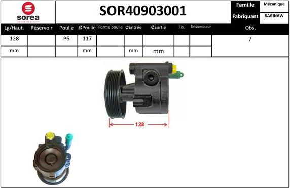 SNRA SOR40903001 - Гидравлический насос, рулевое управление, ГУР autospares.lv