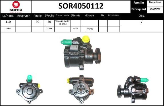 SNRA SOR4050112 - Гидравлический насос, рулевое управление, ГУР autospares.lv