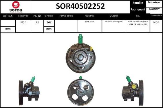 SNRA SOR40502252 - Гидравлический насос, рулевое управление, ГУР autospares.lv