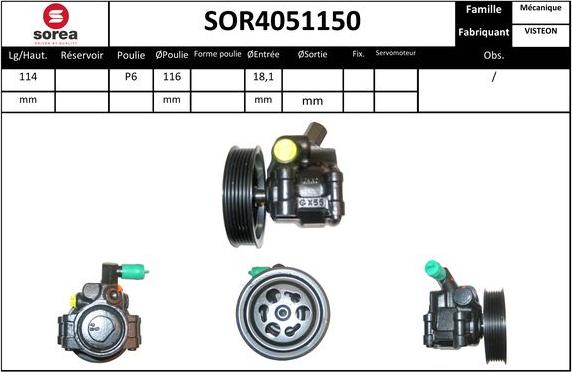 SNRA SOR4051150 - Гидравлический насос, рулевое управление, ГУР autospares.lv