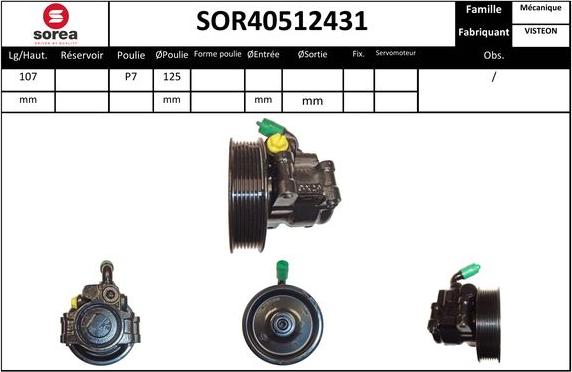 SNRA SOR40512431 - Гидравлический насос, рулевое управление, ГУР autospares.lv