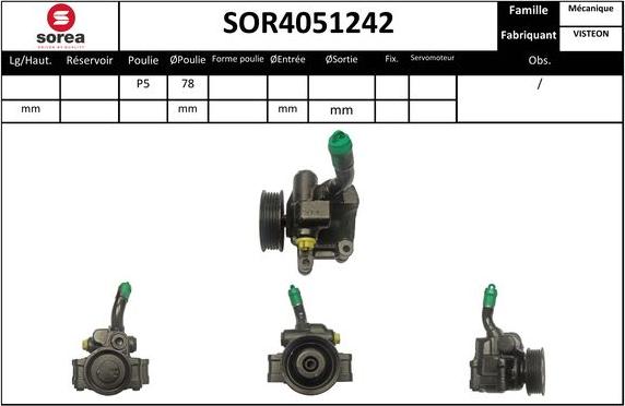 SNRA SOR4051242 - Гидравлический насос, рулевое управление, ГУР autospares.lv