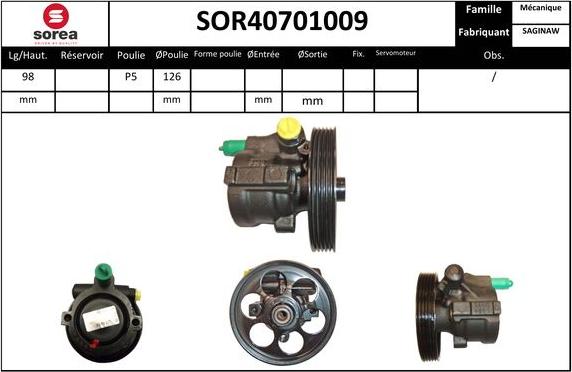 SNRA SOR40701009 - Гидравлический насос, рулевое управление, ГУР autospares.lv