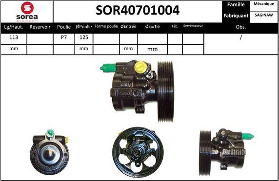 SNRA SOR40701004 - Гидравлический насос, рулевое управление, ГУР autospares.lv