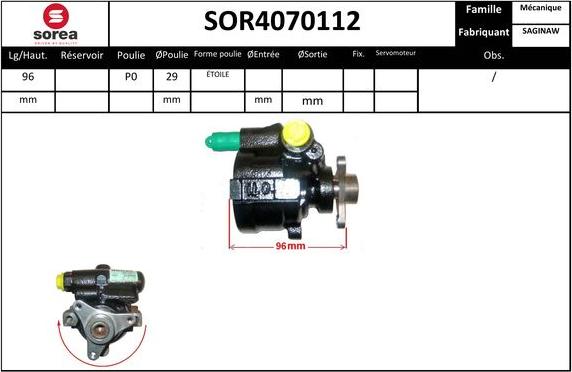 SNRA SOR4070112 - Гидравлический насос, рулевое управление, ГУР autospares.lv