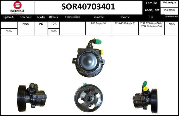 SNRA SOR40703401 - Гидравлический насос, рулевое управление, ГУР autospares.lv