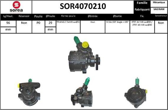 SNRA SOR4070210 - Гидравлический насос, рулевое управление, ГУР autospares.lv