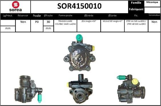 SNRA SOR4150010 - Гидравлический насос, рулевое управление, ГУР autospares.lv
