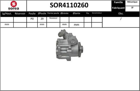 SNRA SOR4110260 - Гидравлический насос, рулевое управление, ГУР autospares.lv