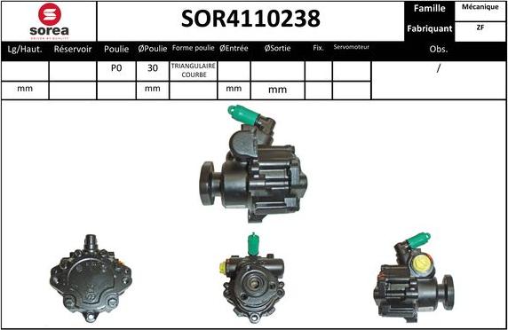 SNRA SOR4110238 - Гидравлический насос, рулевое управление, ГУР autospares.lv