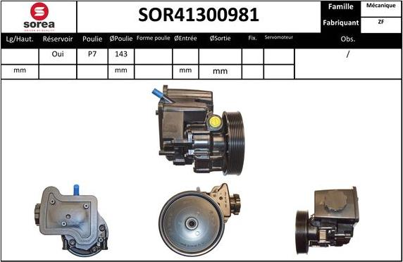 SNRA SOR41300981 - Гидравлический насос, рулевое управление, ГУР autospares.lv