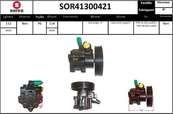 SNRA SOR41300421 - Гидравлический насос, рулевое управление, ГУР autospares.lv