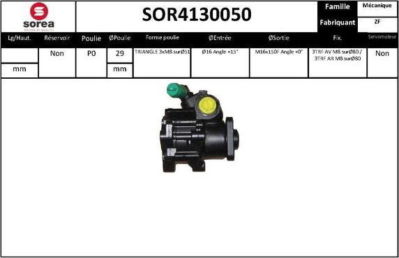 SNRA SOR4130050 - Гидравлический насос, рулевое управление, ГУР autospares.lv