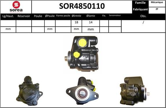 SNRA SOR4850110 - Гидравлический насос, рулевое управление, ГУР autospares.lv