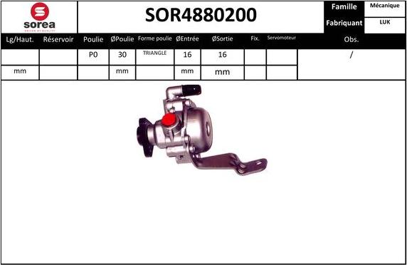 SNRA SOR4880200 - Гидравлический насос, рулевое управление, ГУР autospares.lv