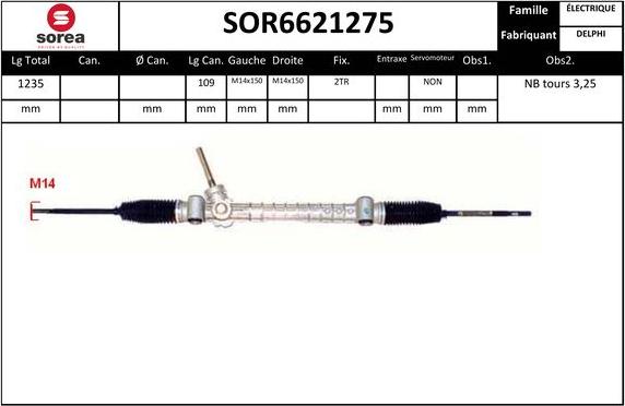 SNRA SOR6621275 - Рулевой механизм, рейка autospares.lv
