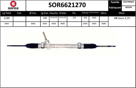 SNRA SOR6621270 - Рулевой механизм, рейка autospares.lv
