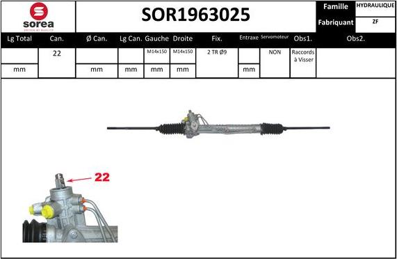 SNRA SOR1963025 - Рулевой механизм, рейка autospares.lv