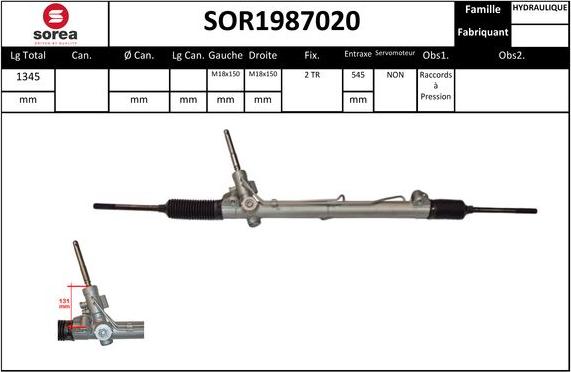 SNRA SOR1987020 - Рулевой механизм, рейка autospares.lv