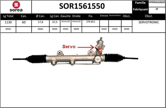 SNRA SOR1561550 - Рулевой механизм, рейка autospares.lv
