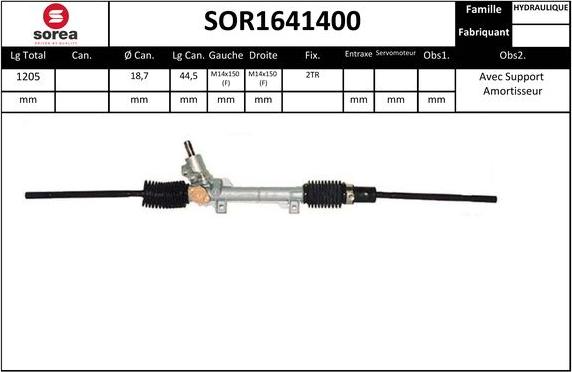 SNRA SOR1641400 - Рулевой механизм, рейка autospares.lv