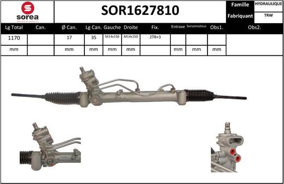 SNRA SOR1627810 - Рулевой механизм, рейка autospares.lv