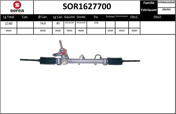 SNRA SOR1627700 - Рулевой механизм, рейка autospares.lv