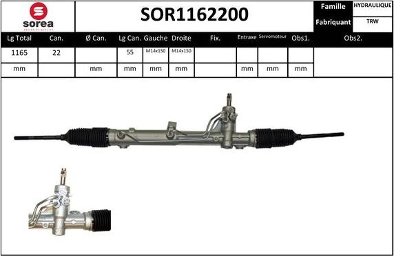 SNRA SOR1162200 - Рулевой механизм, рейка autospares.lv