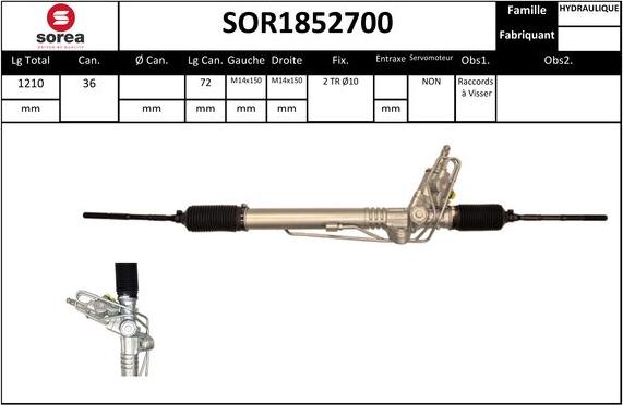 SNRA SOR1852700 - Рулевой механизм, рейка autospares.lv