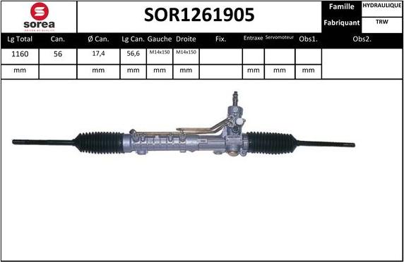 SNRA SOR1261905 - Рулевой механизм, рейка autospares.lv