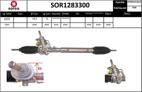 SNRA SOR1283300 - Рулевой механизм, рейка autospares.lv