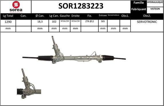 SNRA SOR1283223 - Рулевой механизм, рейка autospares.lv