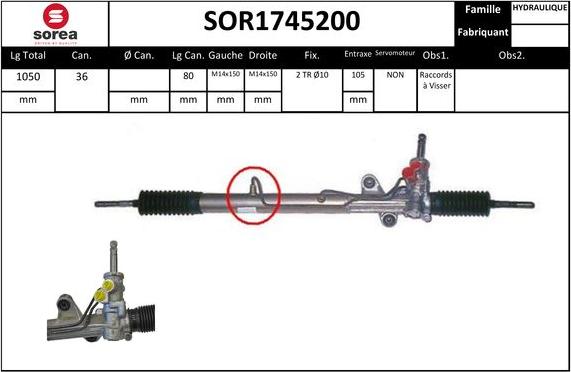 SNRA SOR1745200 - Рулевой механизм, рейка autospares.lv