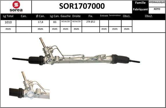 SNRA SOR1707000 - Рулевой механизм, рейка autospares.lv