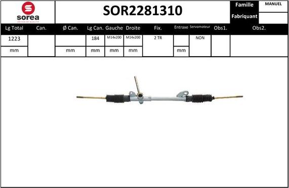 SNRA SOR2281310 - Рулевой механизм, рейка autospares.lv