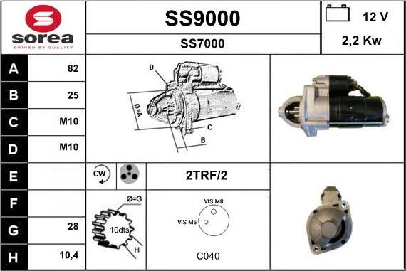 SNRA SS9000 - Стартер autospares.lv