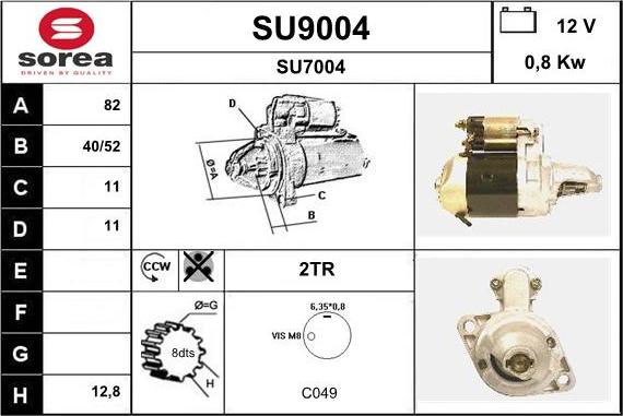 SNRA SU9004 - Стартер autospares.lv