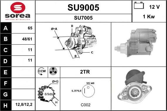 SNRA SU9005 - Стартер autospares.lv