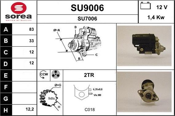SNRA SU9006 - Стартер autospares.lv