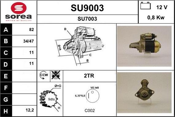 SNRA SU9003 - Стартер autospares.lv