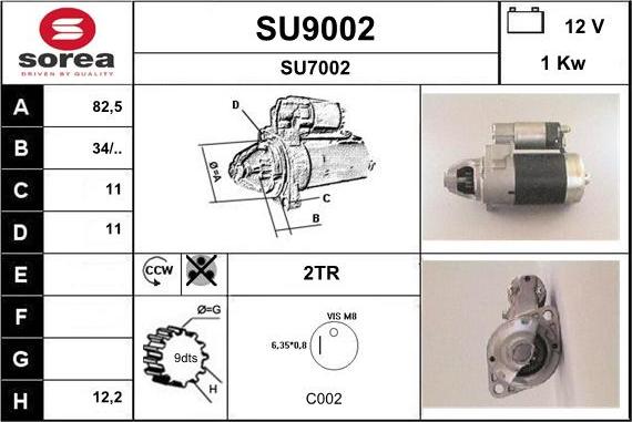 SNRA SU9002 - Стартер autospares.lv